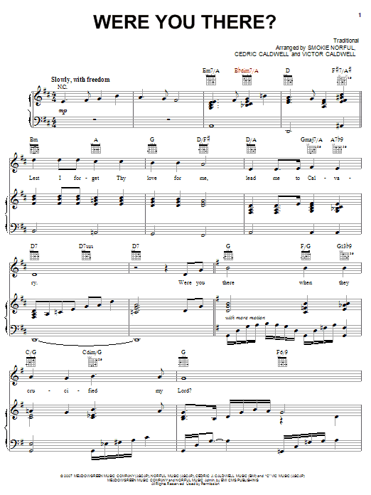 Smokie Norful Were You There? Sheet Music