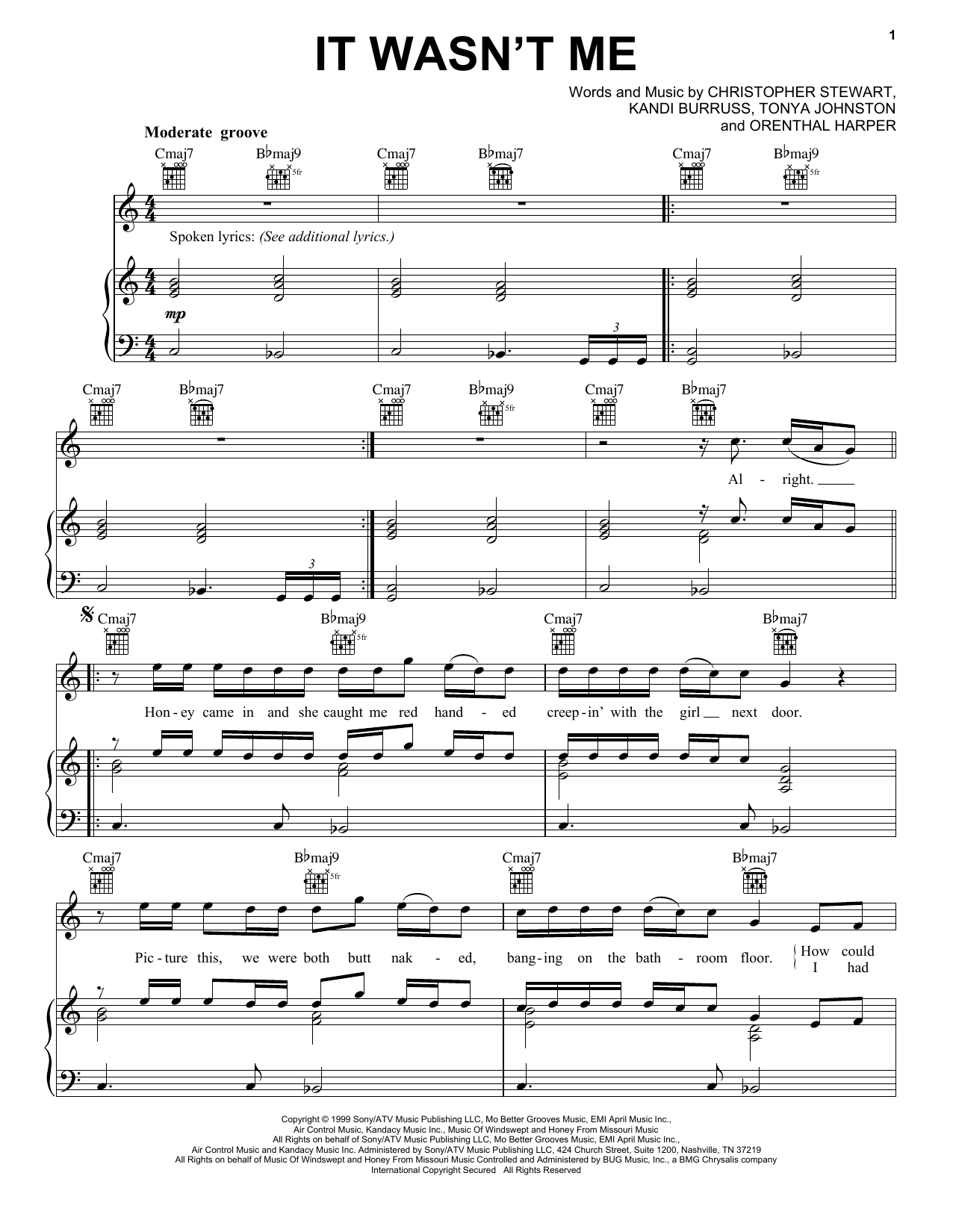 Sole It Wasn't Me Sheet Music