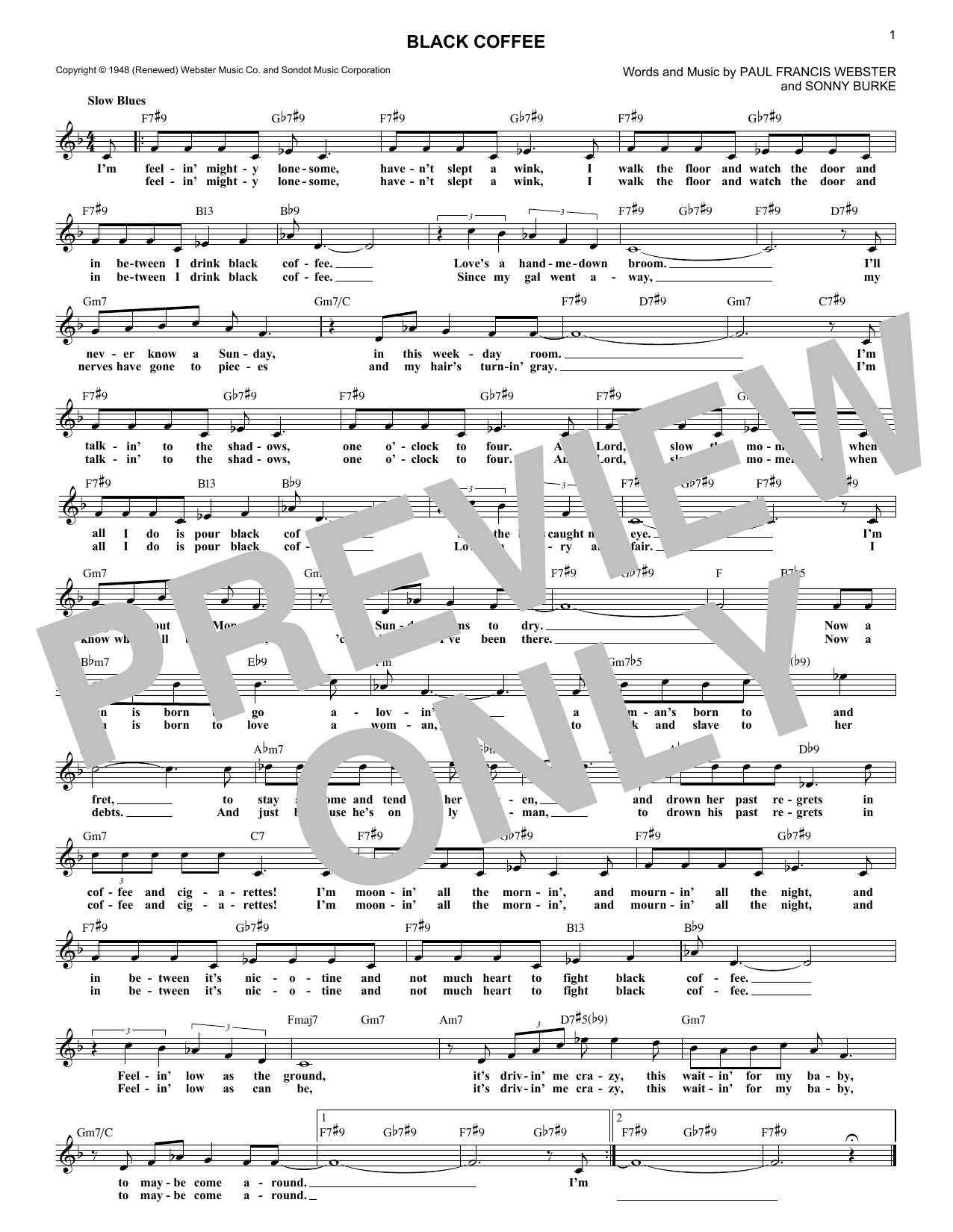 Sonny Burke Black Coffee Sheet Music
