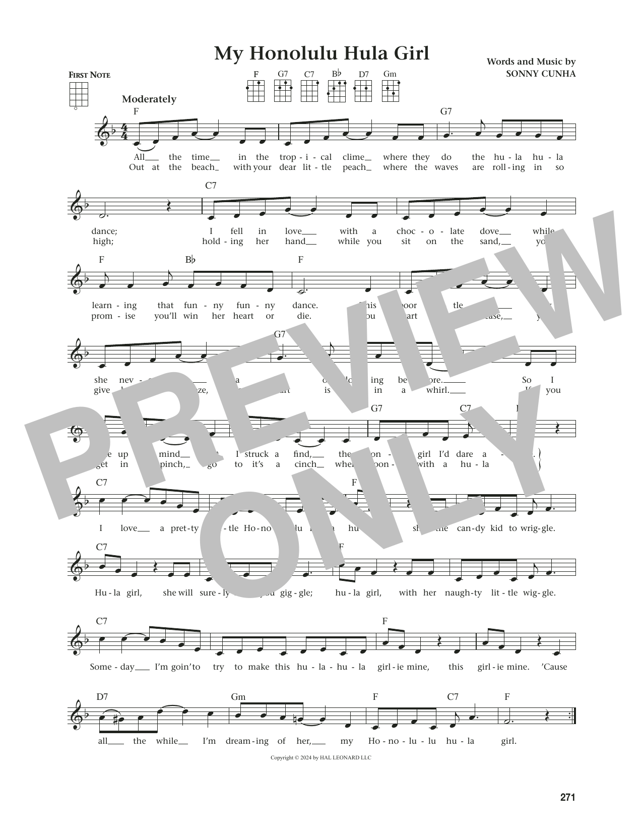 Sonny Cunha My Honolulu Hula Girl (from The Daily Ukulele) (arr. Jim Beloff) Sheet Music
