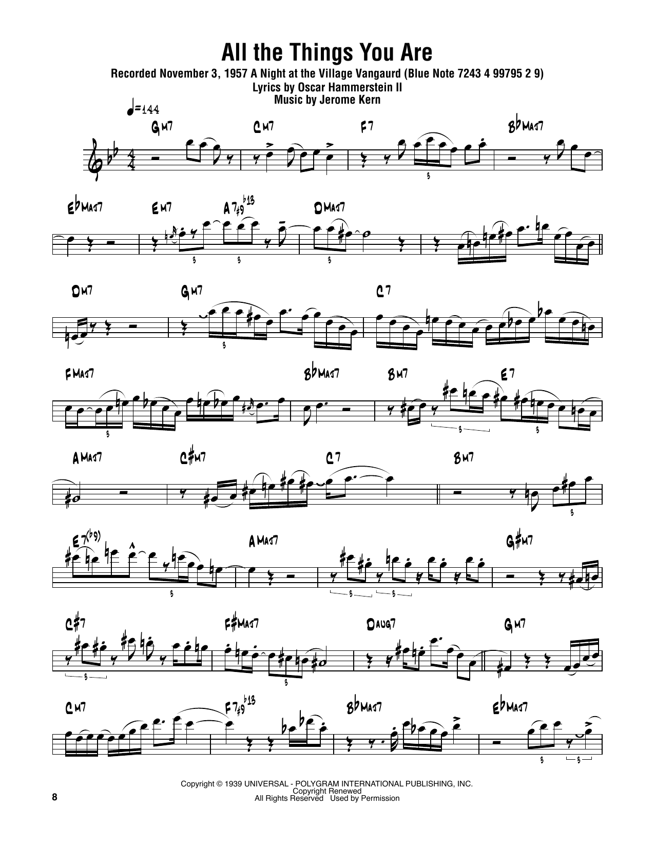 Sonny Rollins All The Things You Are Sheet Music