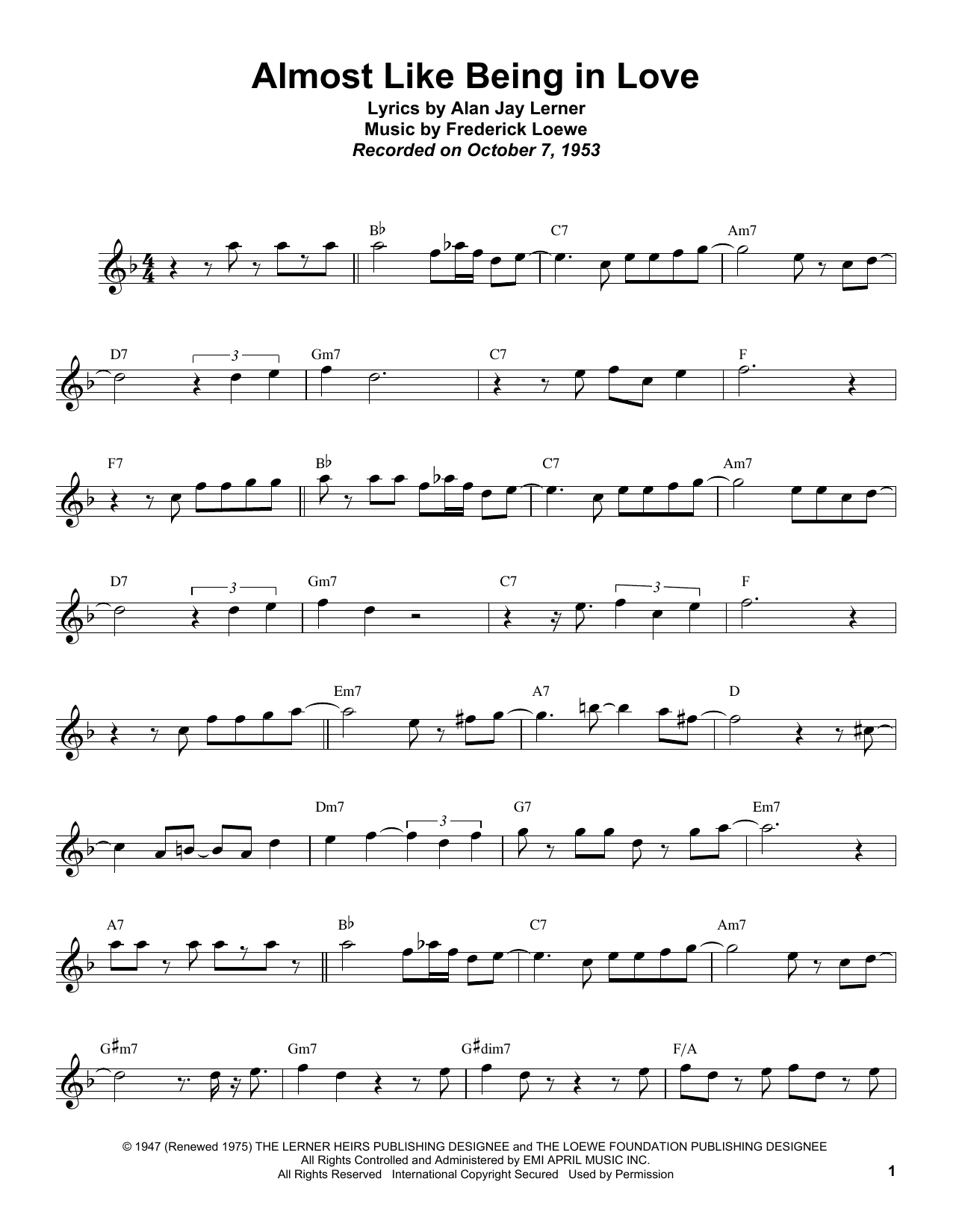 Sonny Rollins Almost Like Being In Love Sheet Music