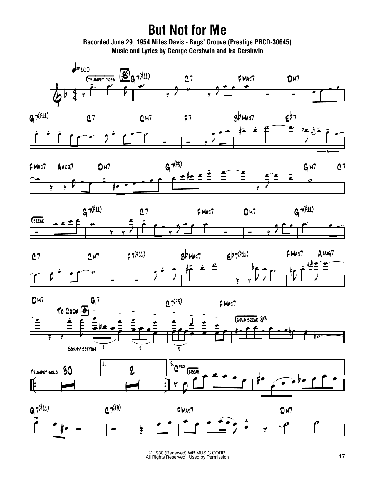 Sonny Rollins But Not For Me Sheet Music