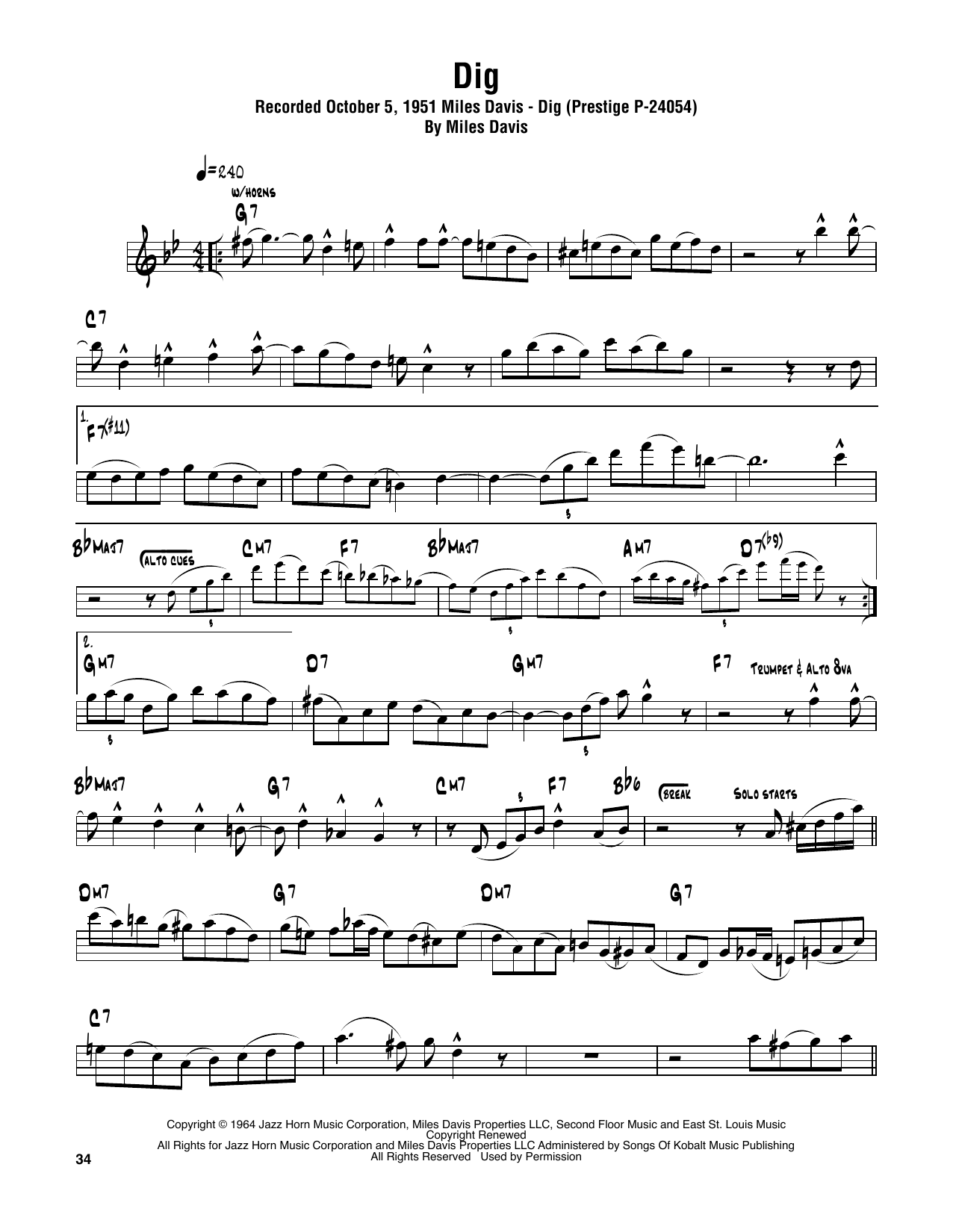 Sonny Rollins Dig Sheet Music