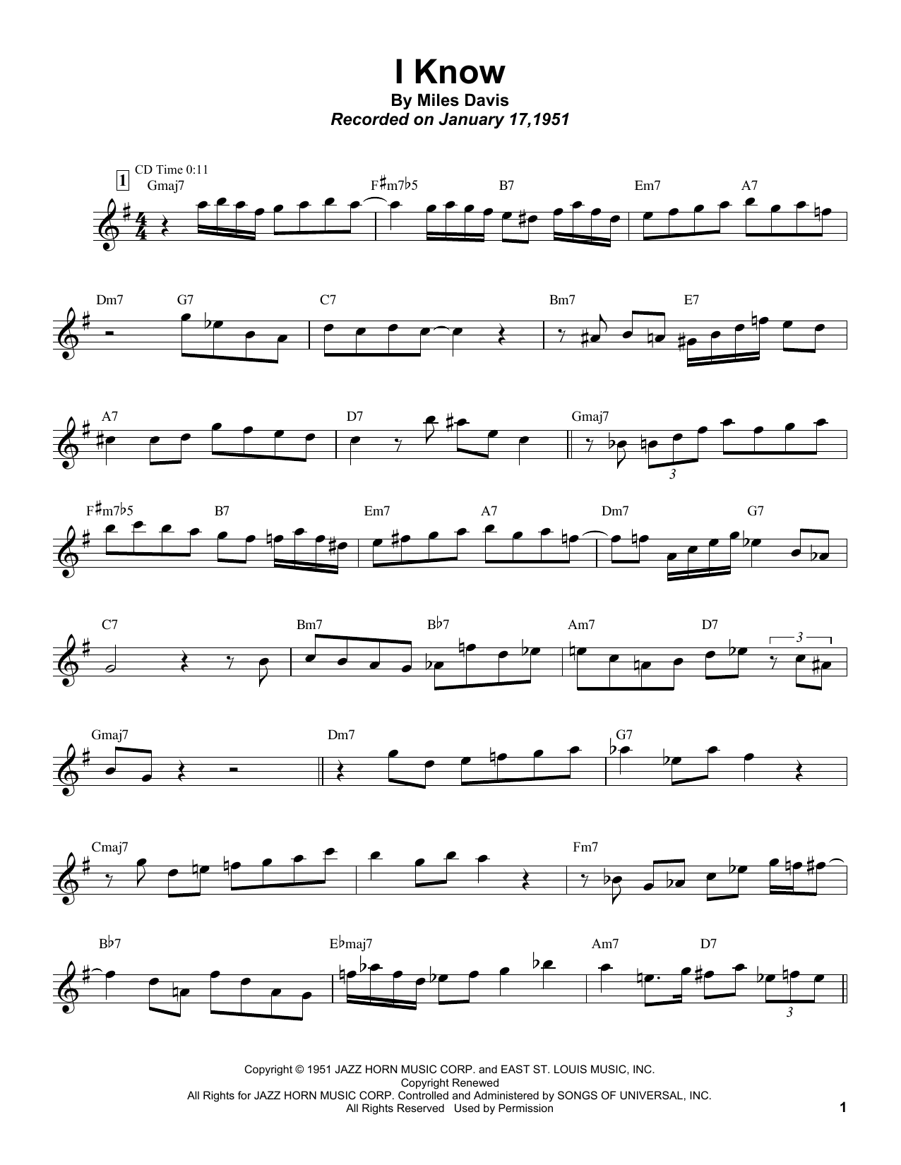 Sonny Rollins I Know Sheet Music