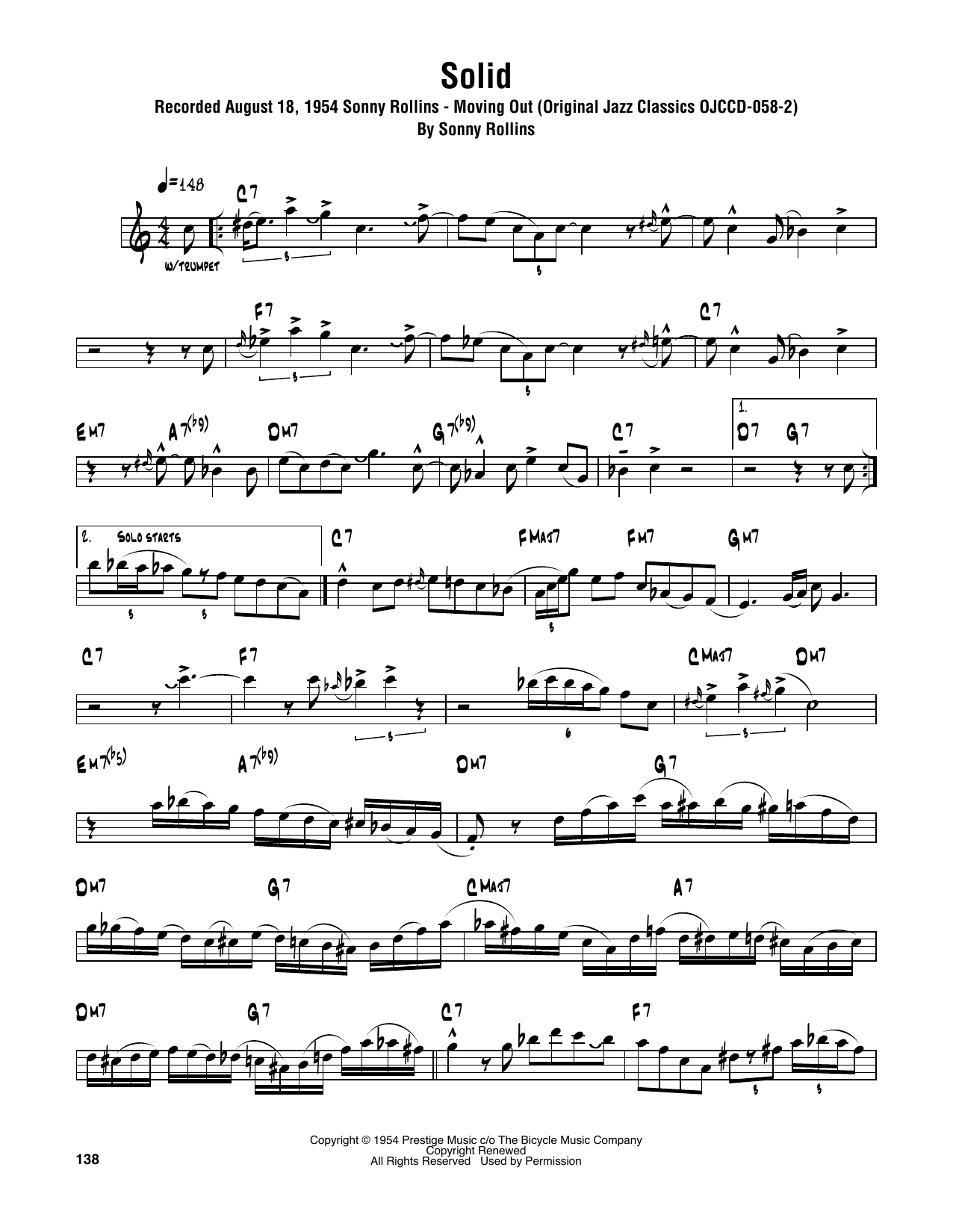 Sonny Rollins Solid Sheet Music
