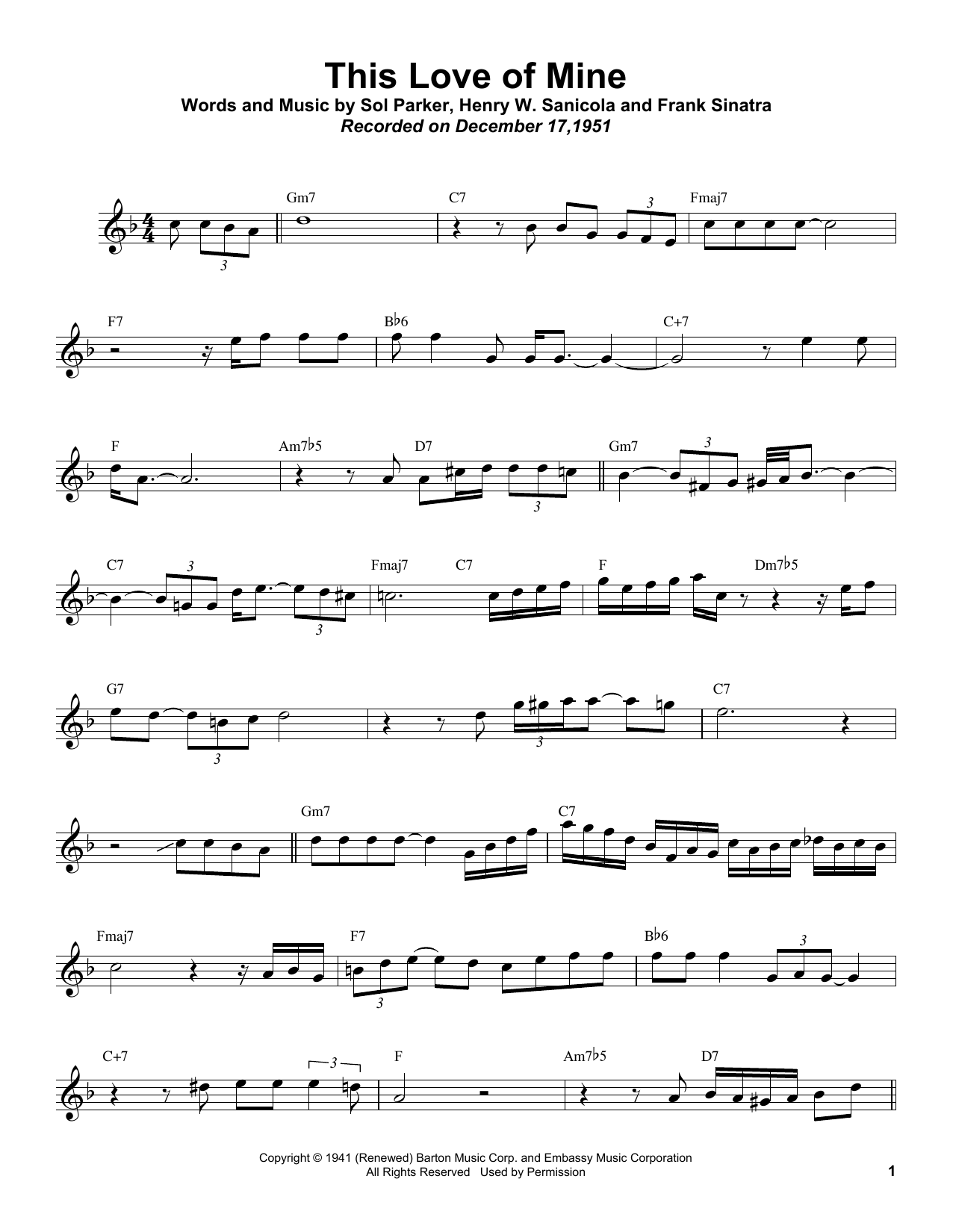 Sonny Rollins This Love Of Mine Sheet Music