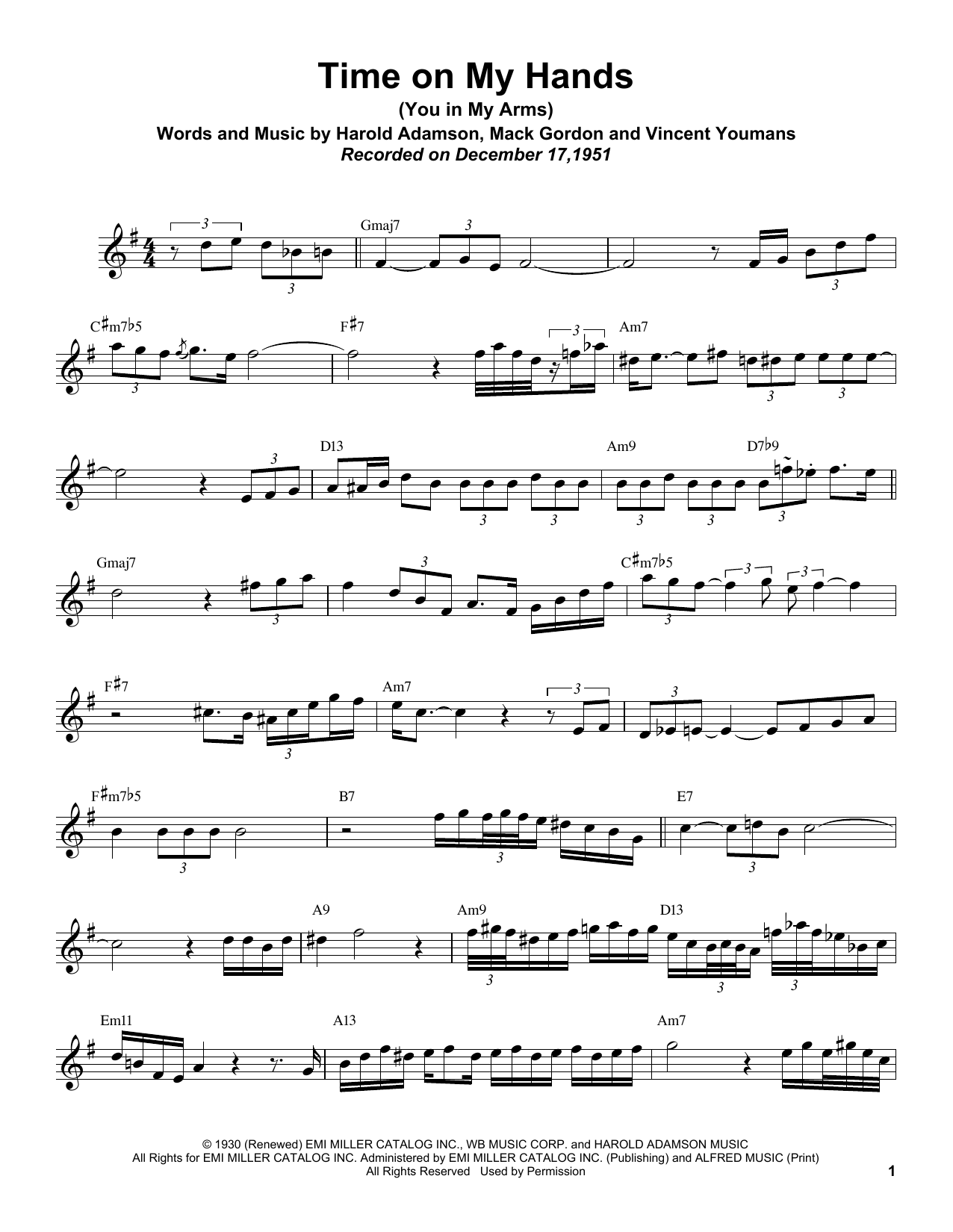 Sonny Rollins Time On My Hands (You In My Arms) Sheet Music