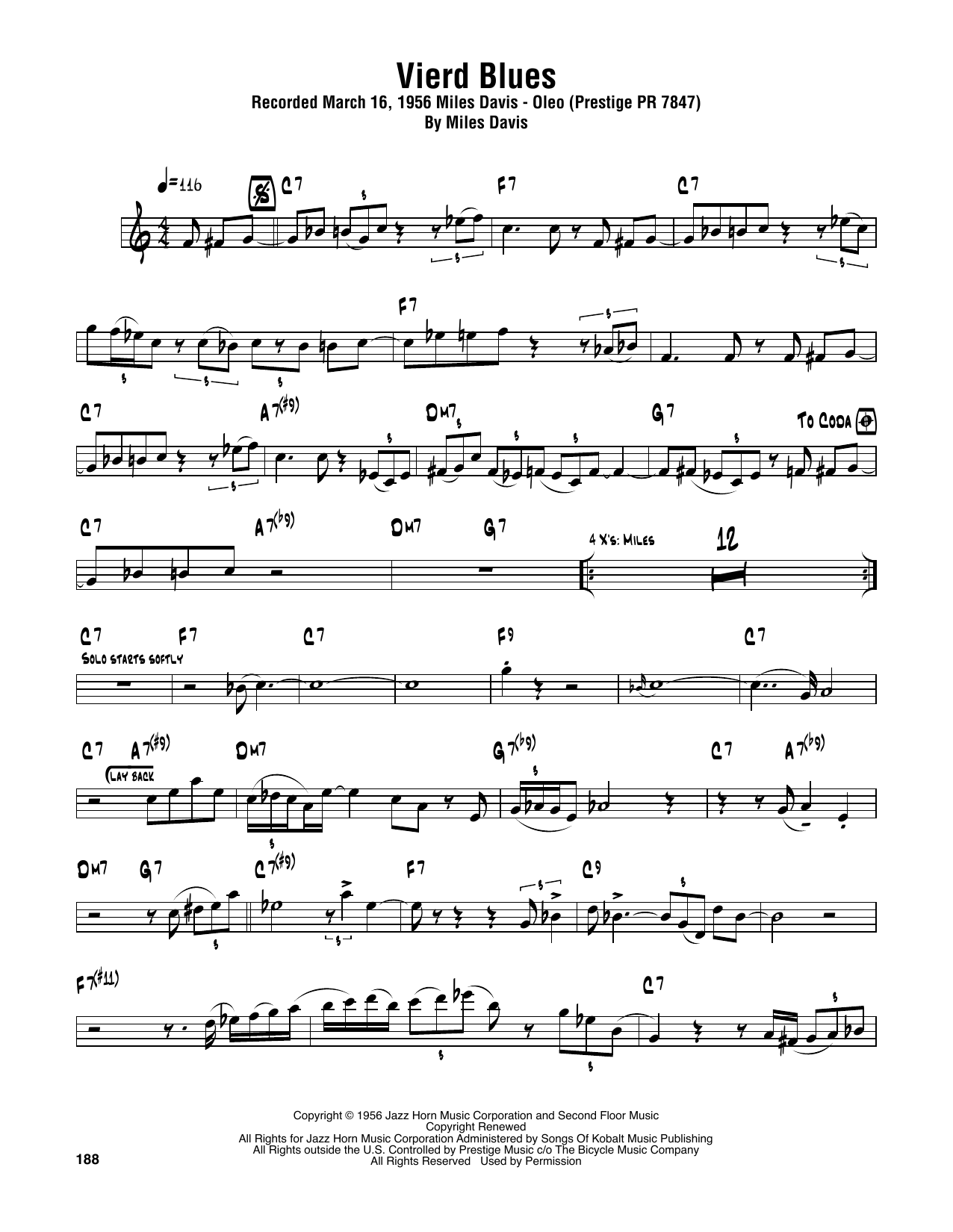 Sonny Rollins Vierd Blues Sheet Music
