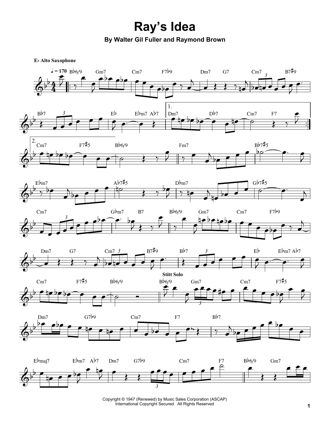 Sonny Stitt Ray's Idea Sheet Music