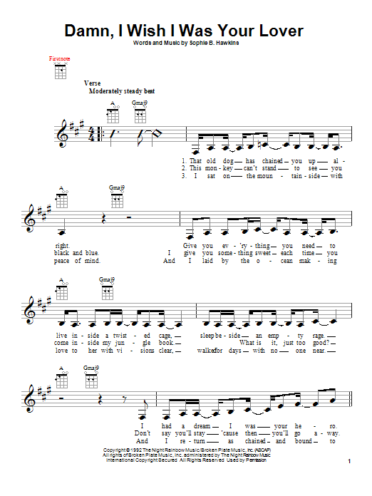 Sophie B. Hawkins Damn, I Wish I Was Your Lover Sheet Music
