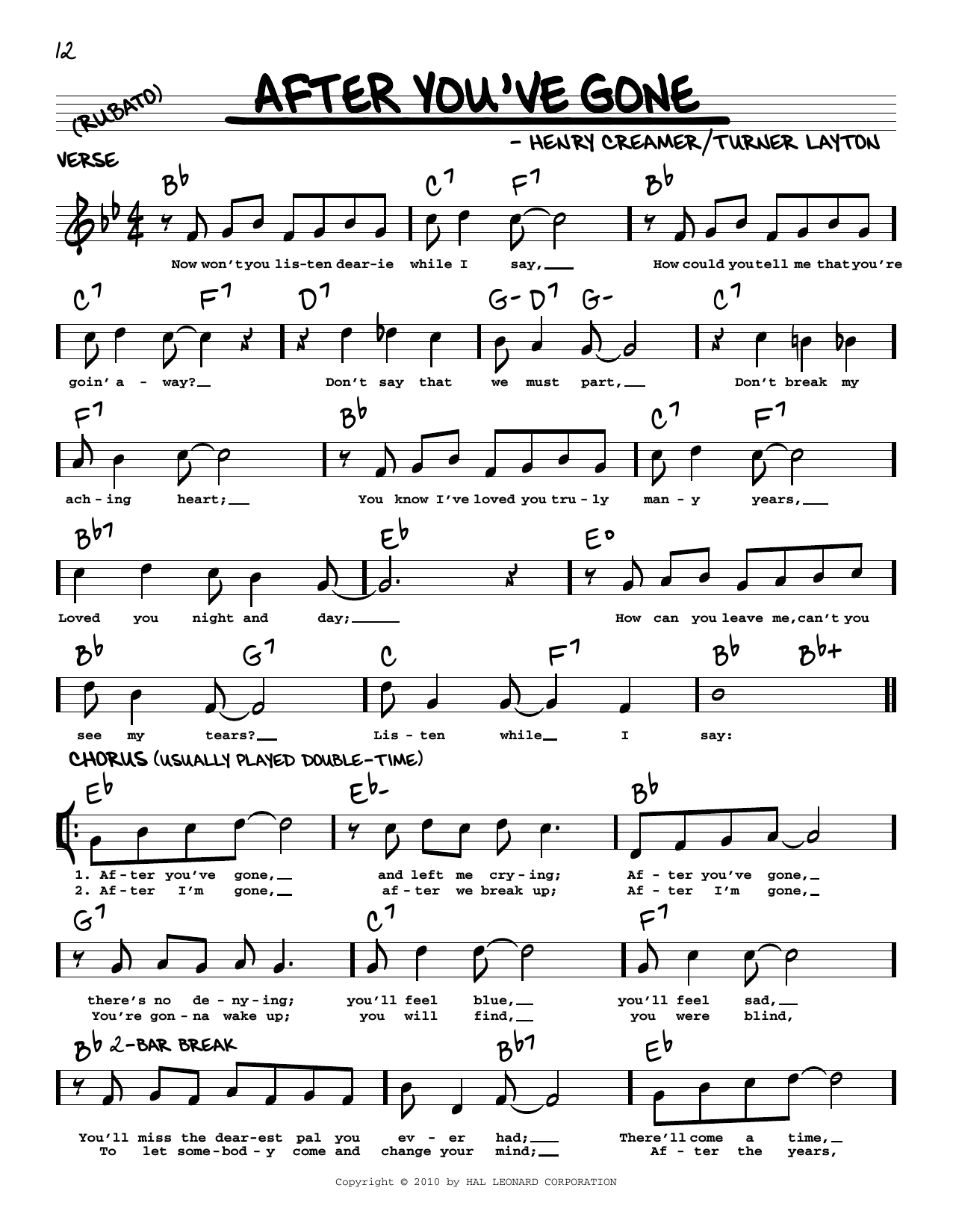 Sophie Tucker After You've Gone (arr. Robert Rawlins) Sheet Music