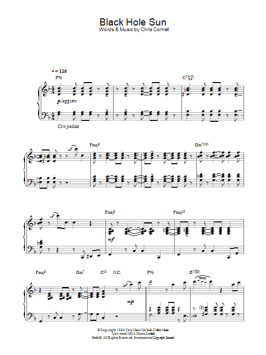 Soundgarden Black Hole Sun (Jazz Version) Sheet Music