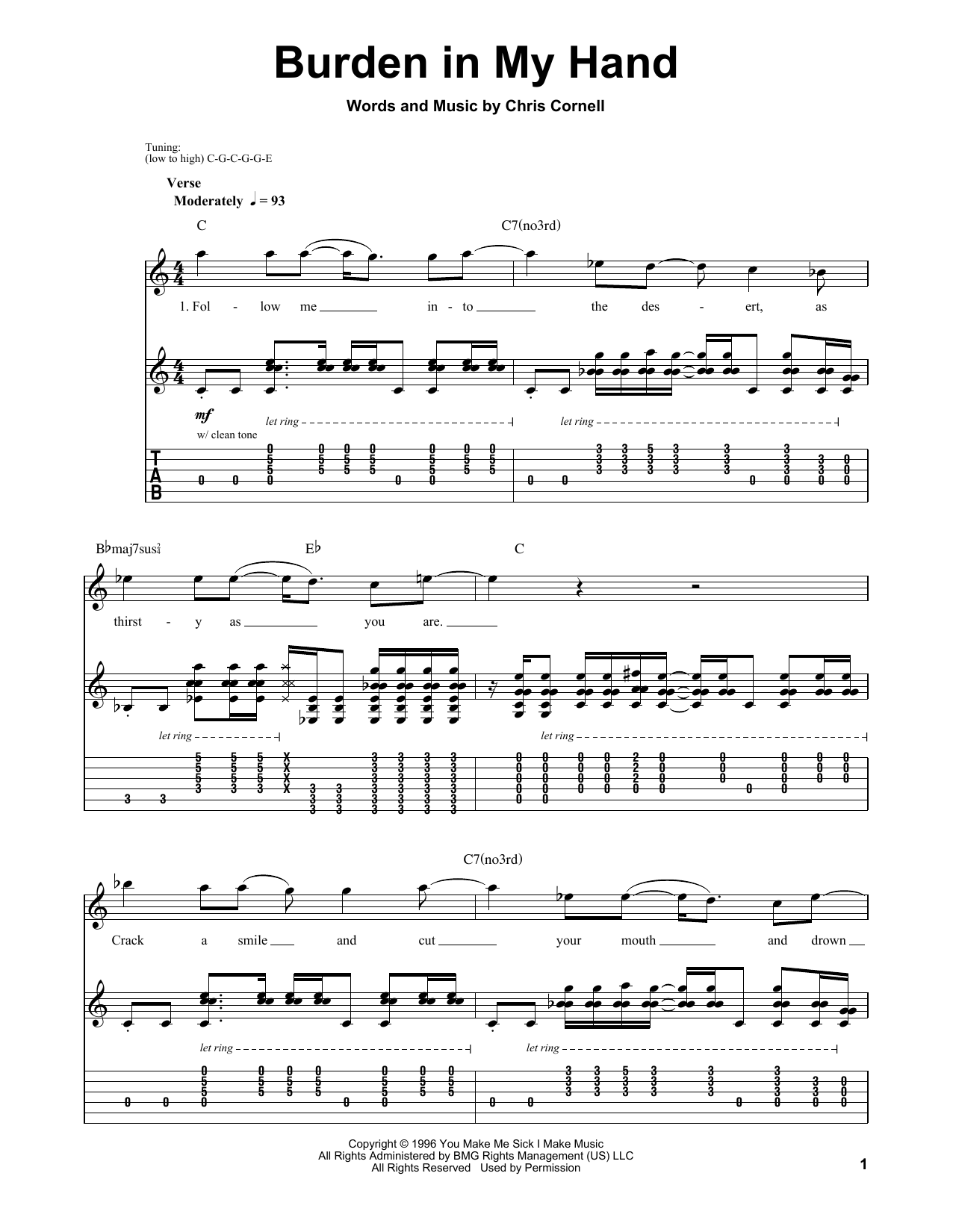Soundgarden Burden In My Hand Sheet Music