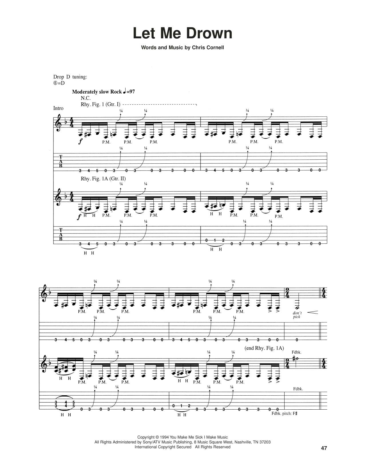Soundgarden Let Me Drown Sheet Music