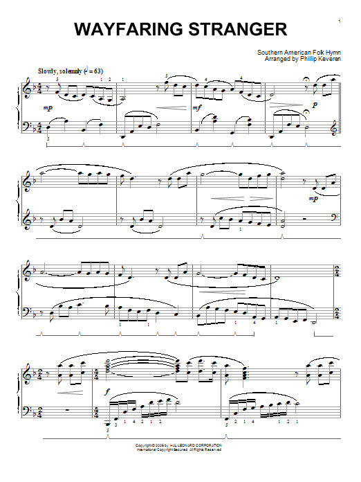 Southern American Folk Hymn Wayfaring Stranger (arr. Phillip Keveren) Sheet Music