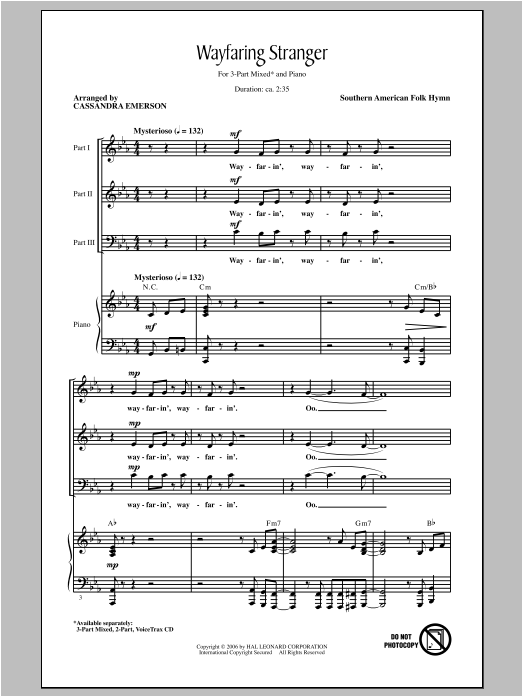 Cassandra Emerson Wayfaring Stranger Sheet Music