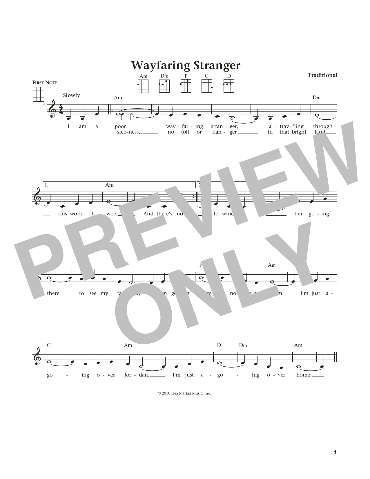 Southern American Folk Hymn Wayfaring Stranger (from The Daily Ukulele) (arr. Liz and Jim Beloff) Sheet Music