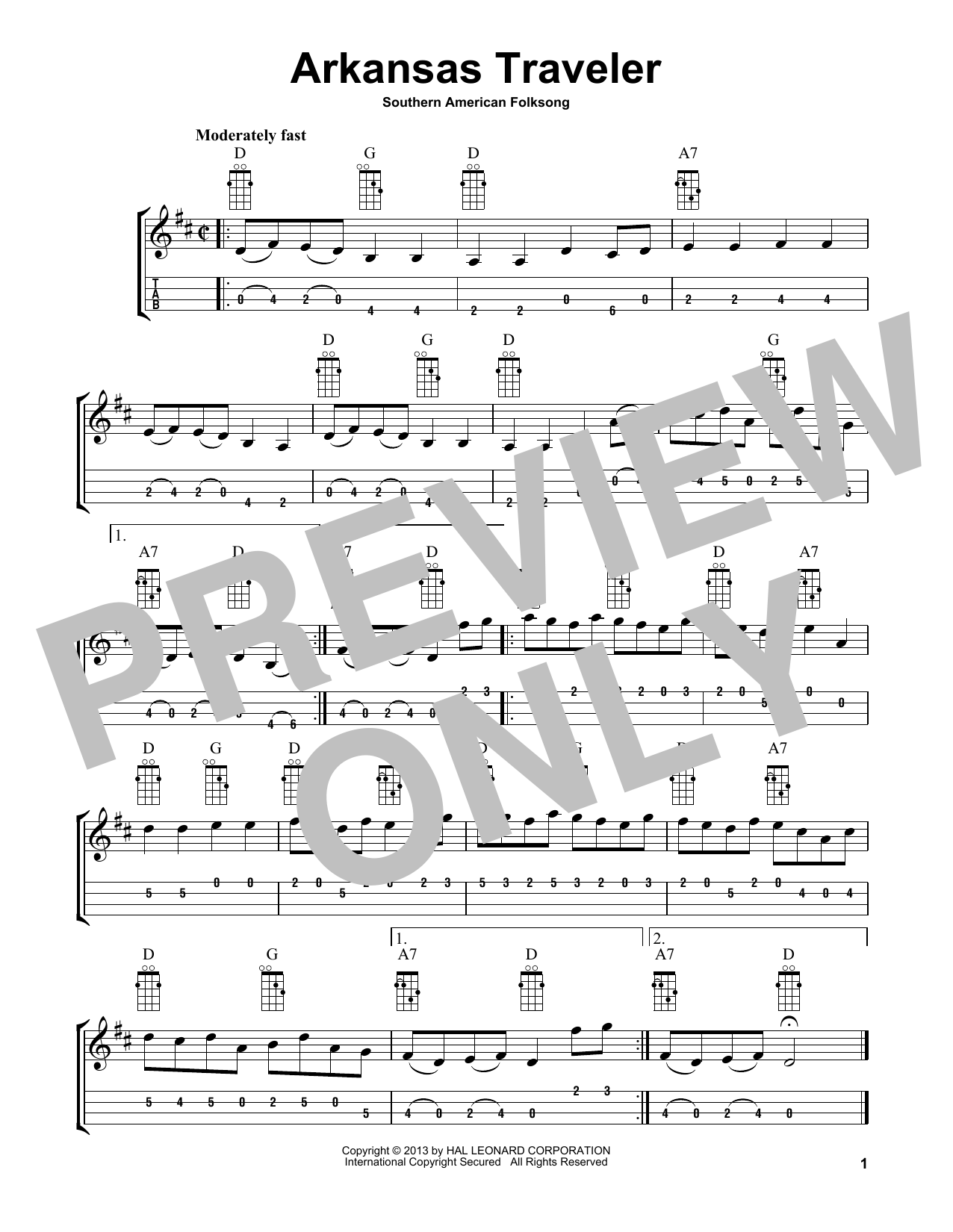 Southern American Folksong Arkansas Traveler (arr. Bobby Westfall) Sheet Music