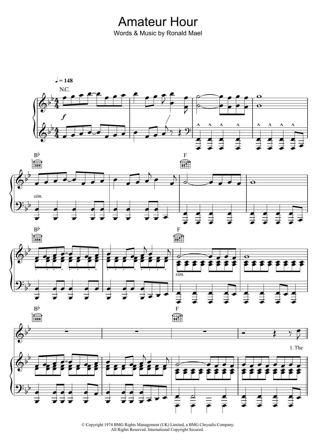 Sparks Amateur Hour Sheet Music