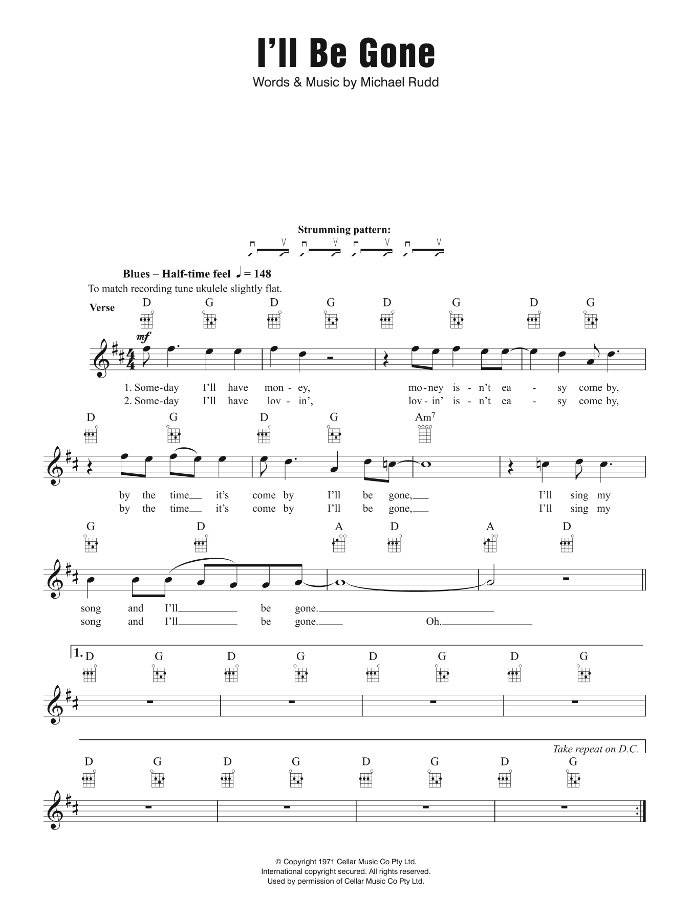 Spectrum I'll Be Gone Sheet Music