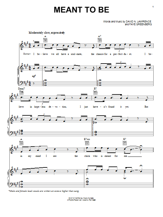 Spencer Lee Meant To Be Sheet Music