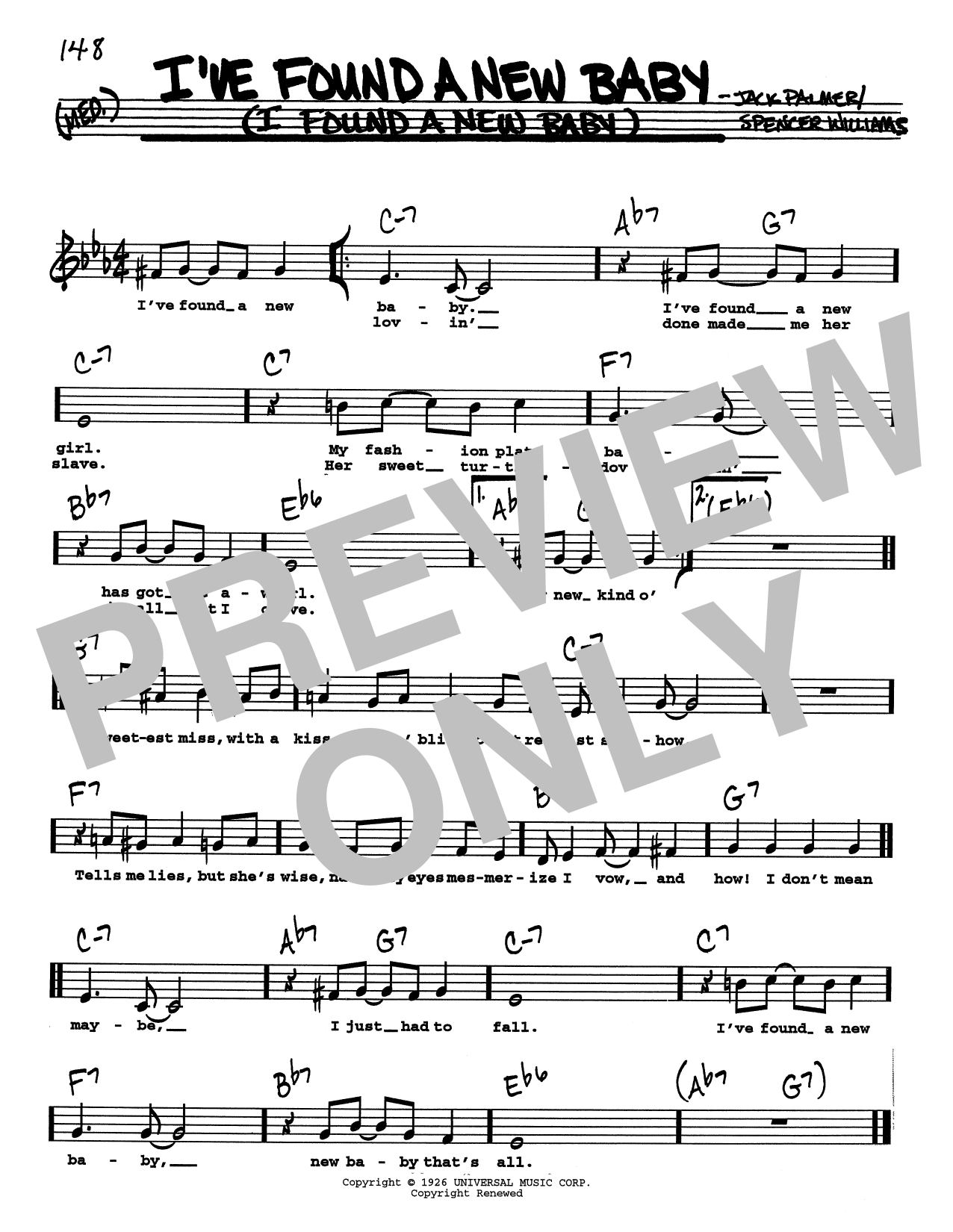 Spencer Williams I've Found A New Baby (I Found A New Baby) (Low Voice) Sheet Music