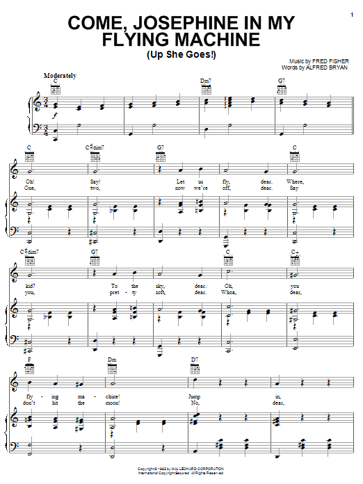 Spike Jones Come, Josephine In My Flying Machine (Up She Goes!) Sheet Music