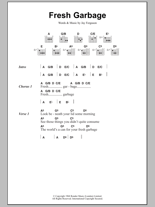 Spirit Fresh Garbage Sheet Music