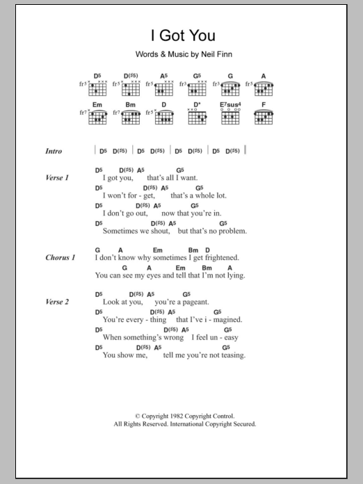 Split Enz I Got You Sheet Music
