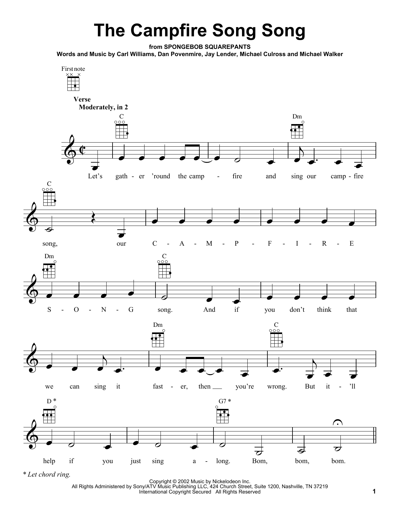 Spongebob Squarepants The Campfire Song Song Sheet Music
