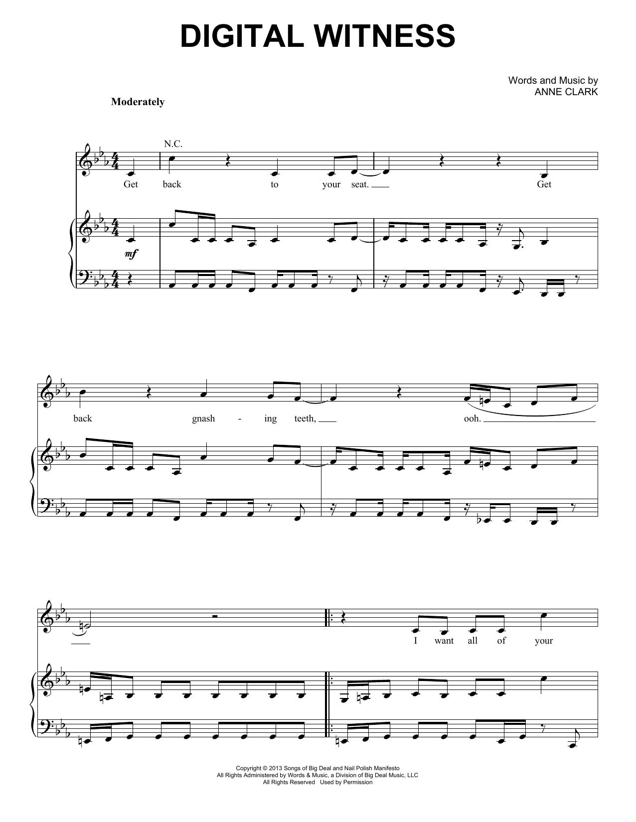 St. Vincent Digital Witness Sheet Music