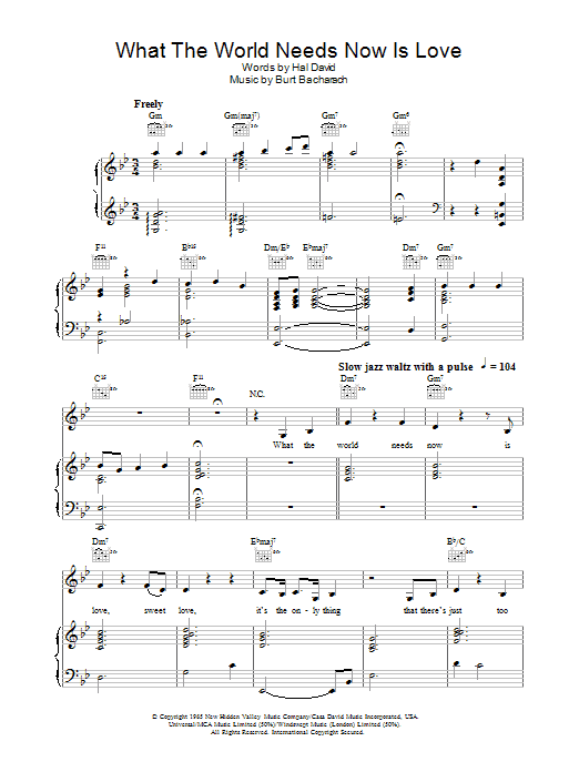 Stacey Kent What The World Needs Now Is Love Sheet Music