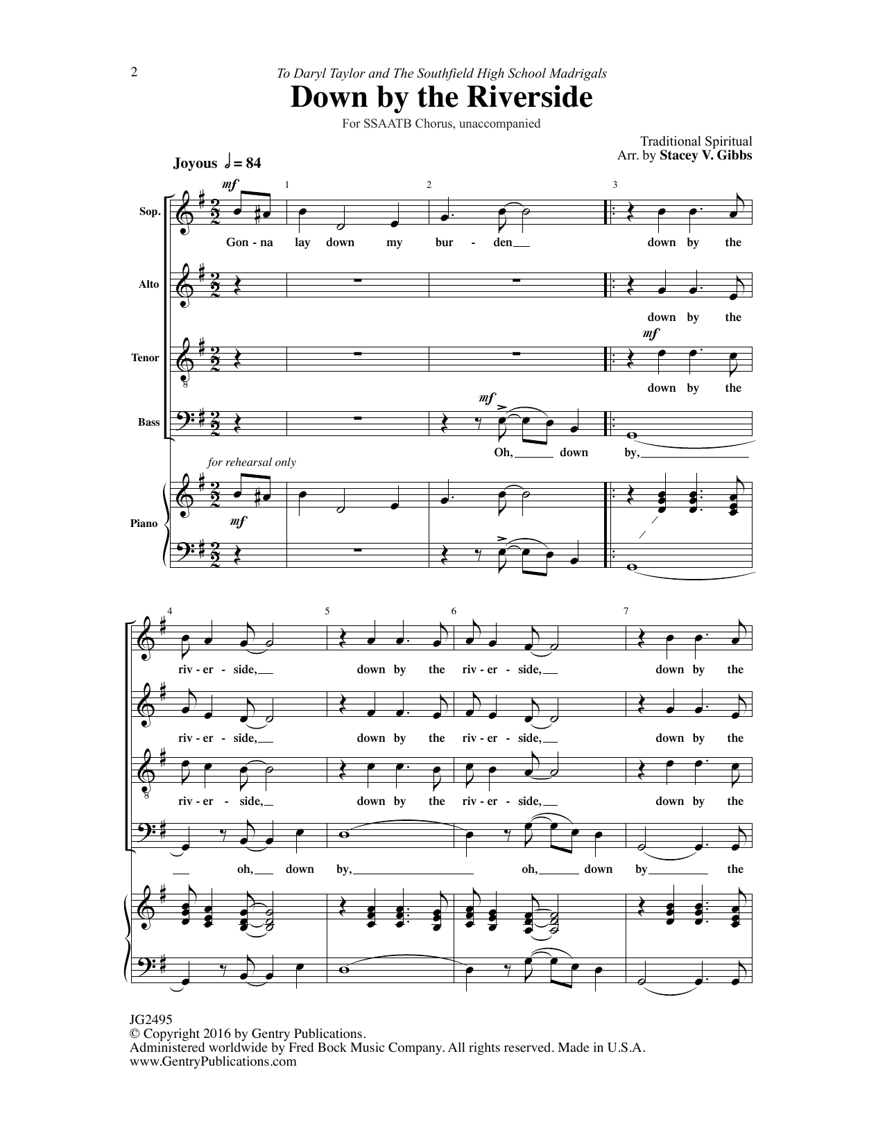 Stacy V. Gibbs Down by the Riverside Sheet Music