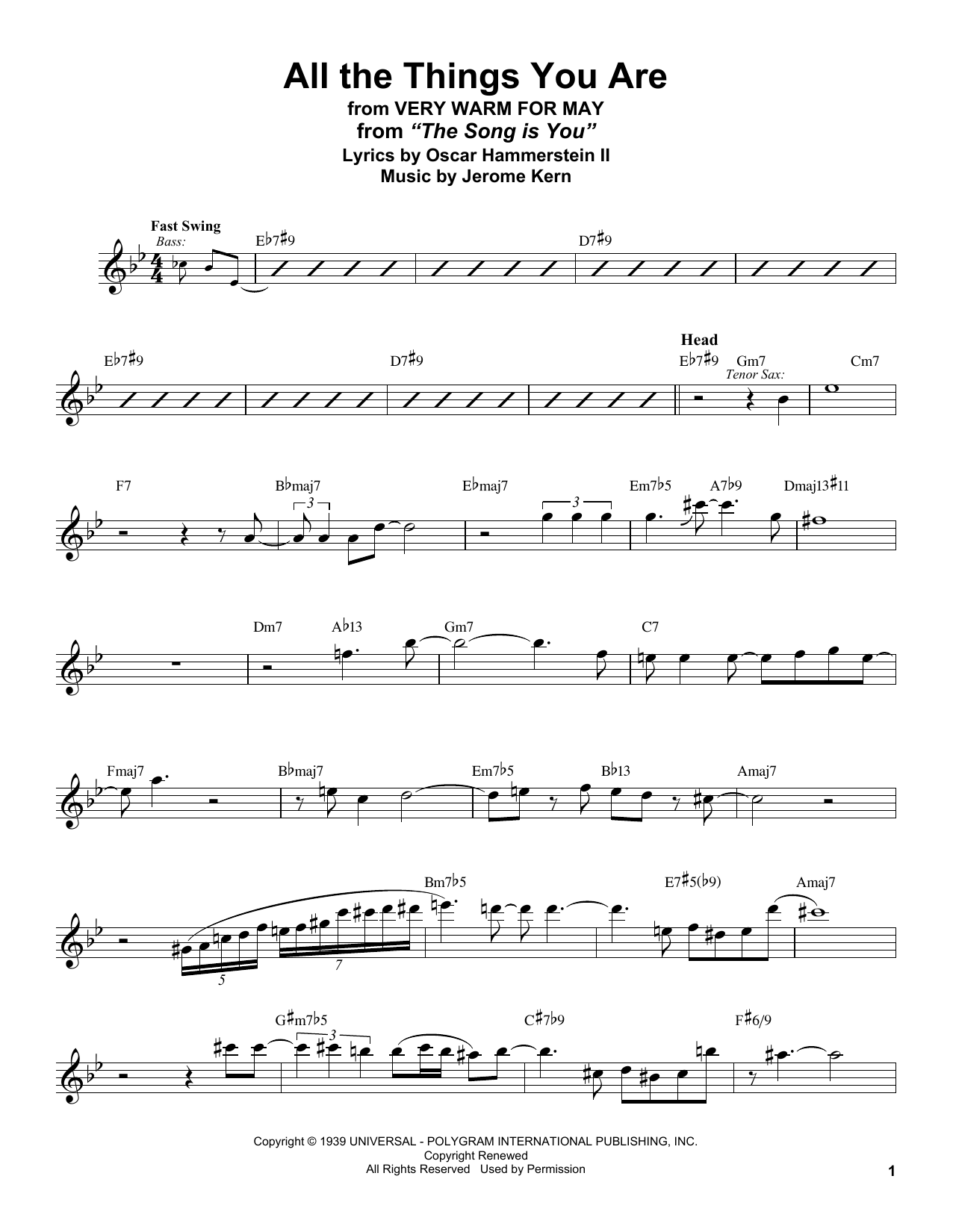 Stan Getz All The Things You Are Sheet Music