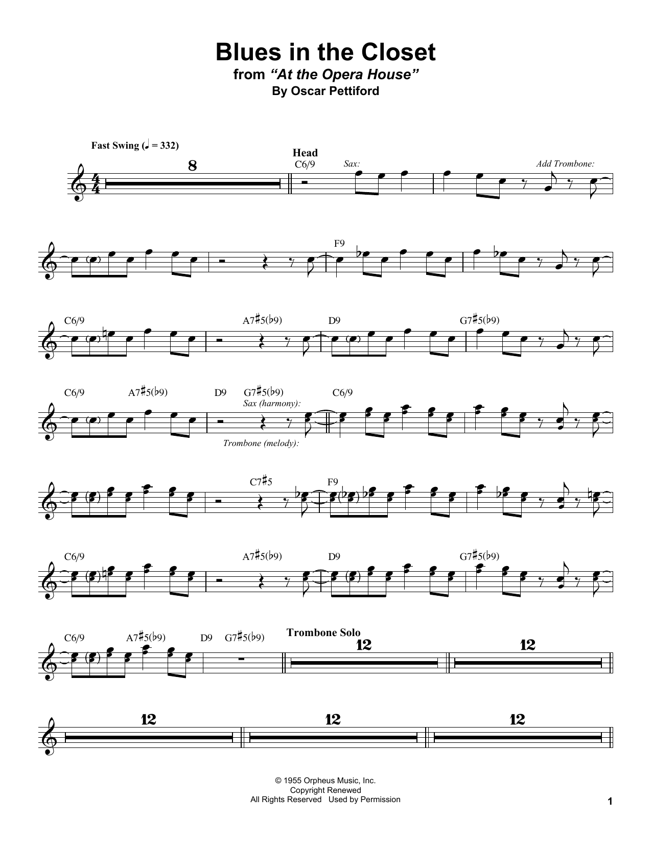 Stan Getz Blues In The Closet Sheet Music