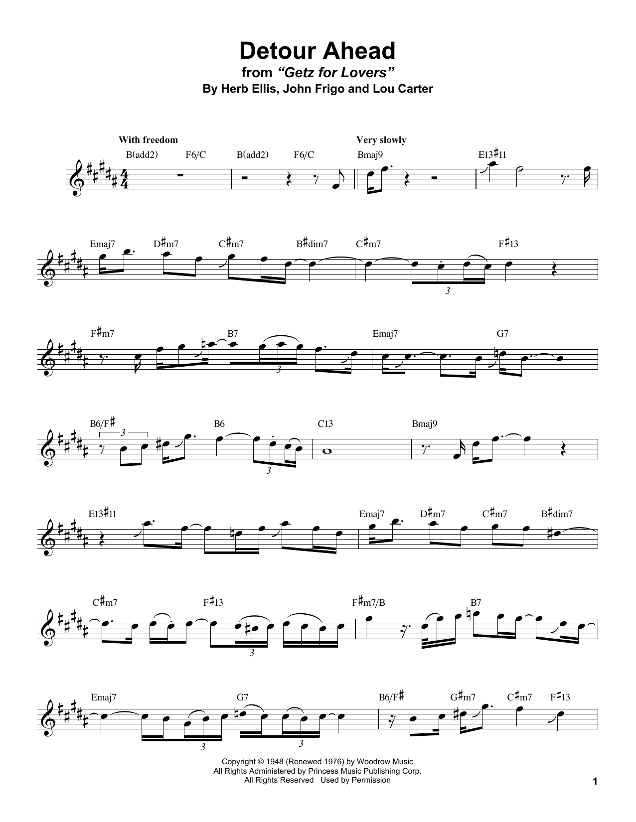 Stan Getz Detour Ahead Sheet Music