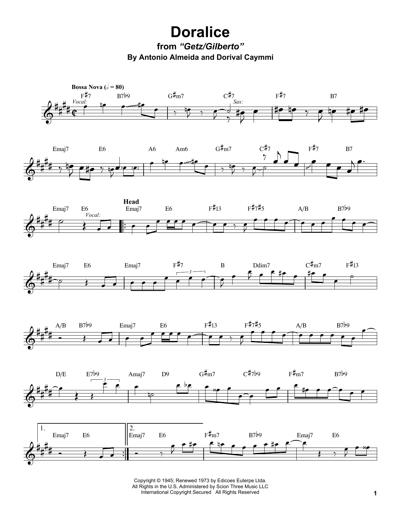 Stan Getz Doralice Sheet Music