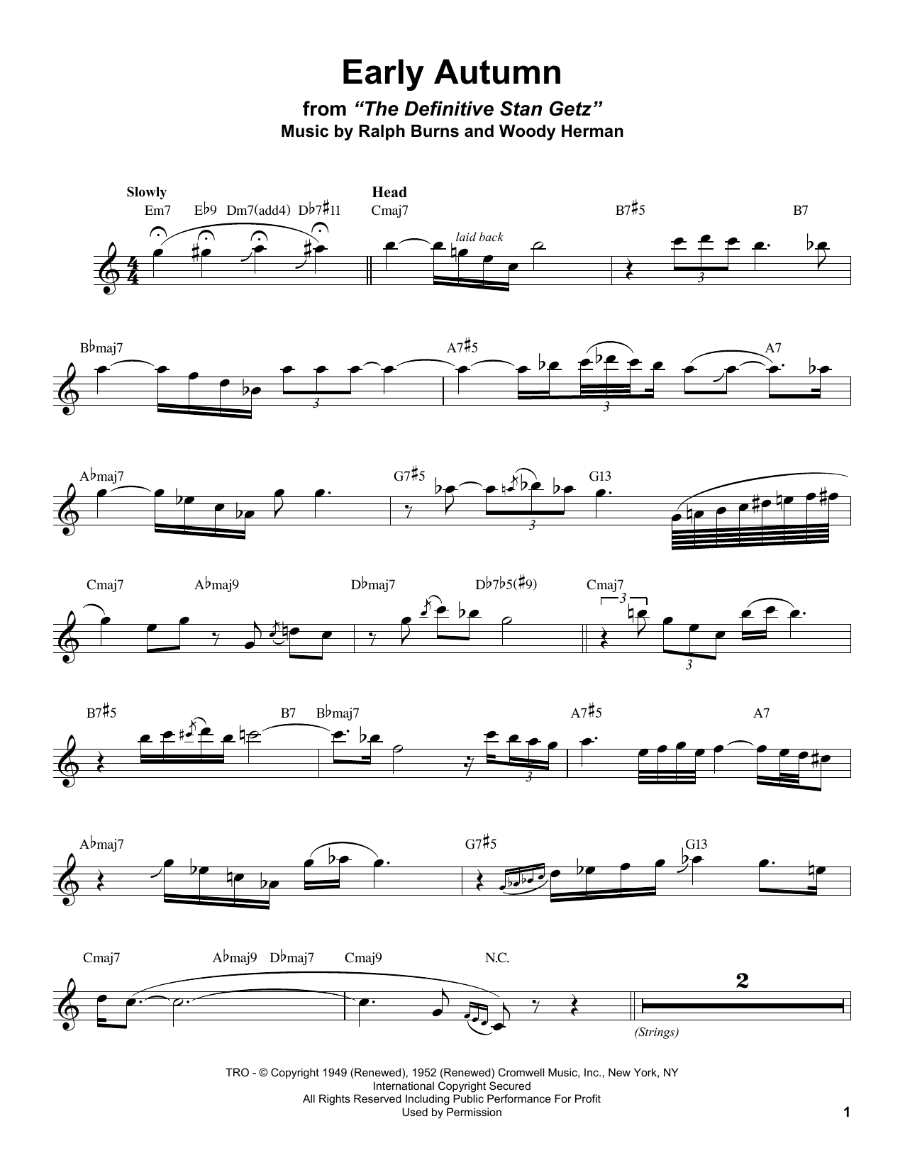 Stan Getz Early Autumn Sheet Music