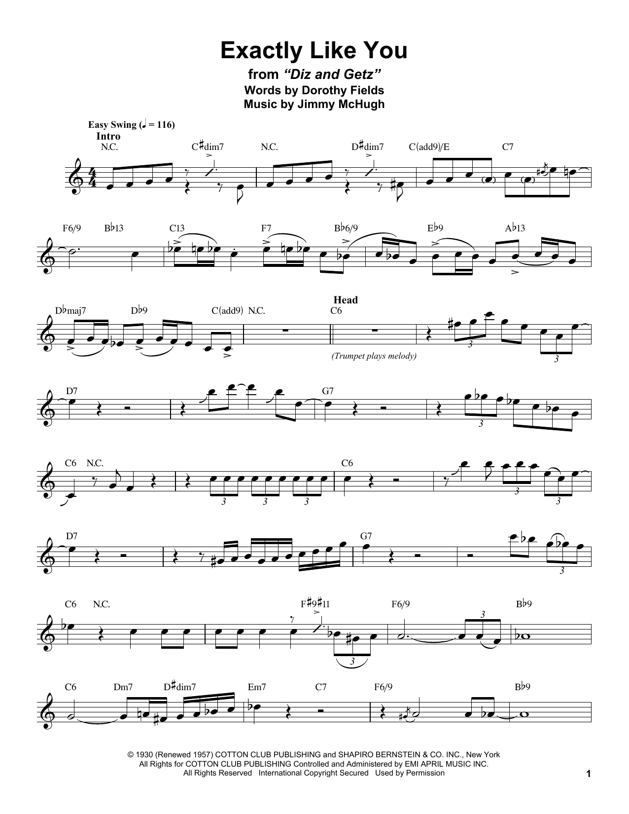 Stan Getz Exactly Like You Sheet Music