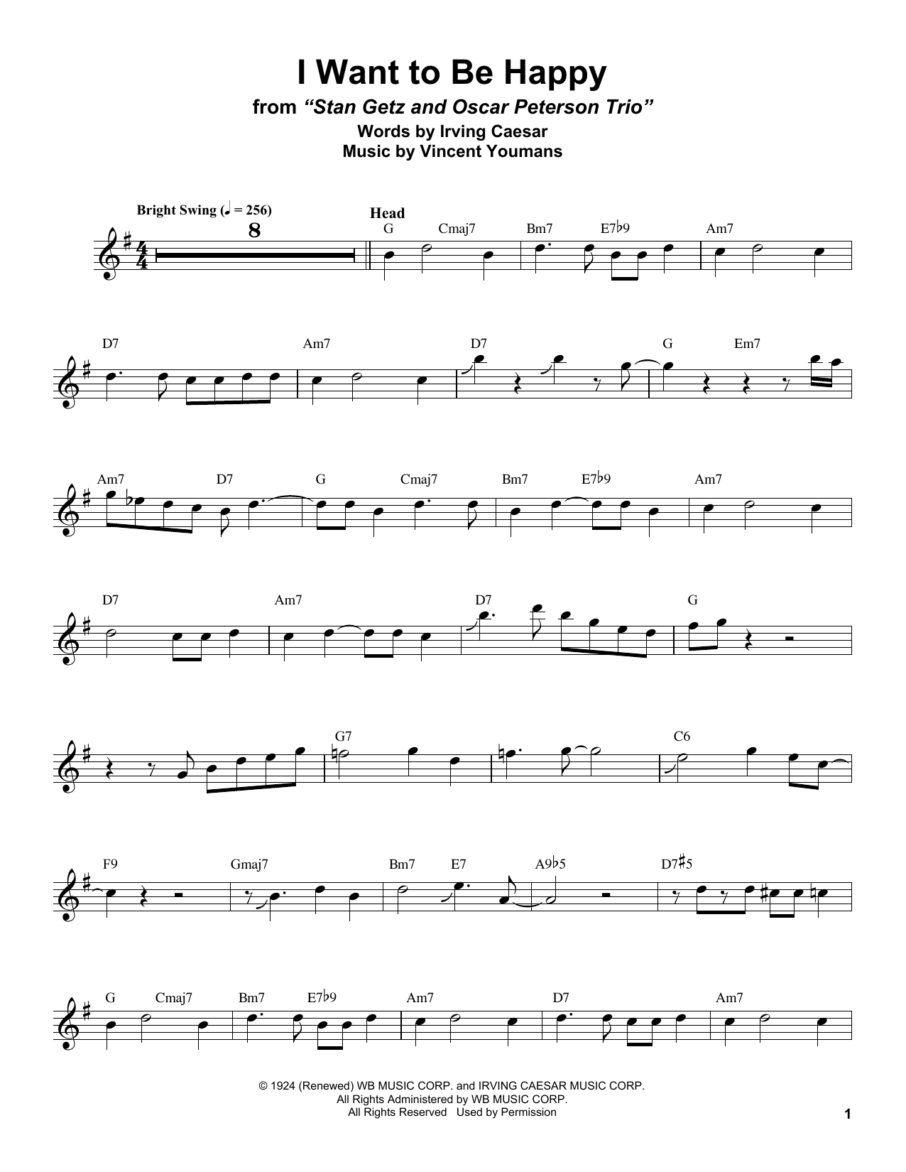 Stan Getz I Want To Be Happy Sheet Music