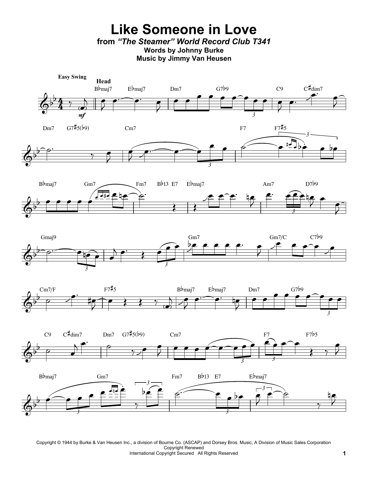 Stan Getz Like Someone In Love Sheet Music
