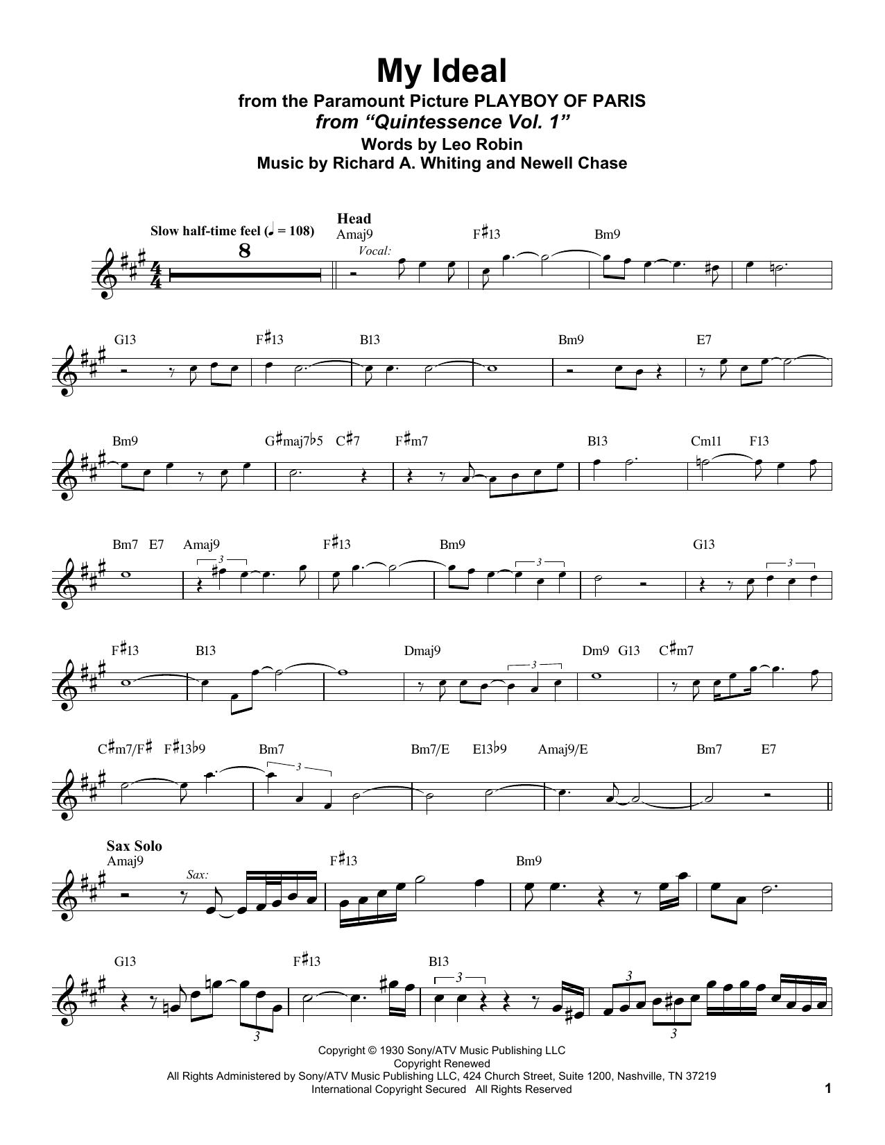 Stan Getz My Ideal (from Playboy of Paris) Sheet Music