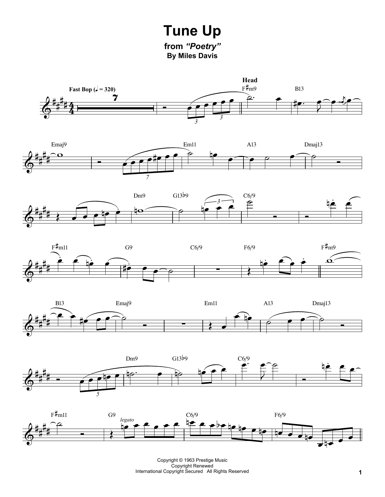 Stan Getz Tune Up Sheet Music
