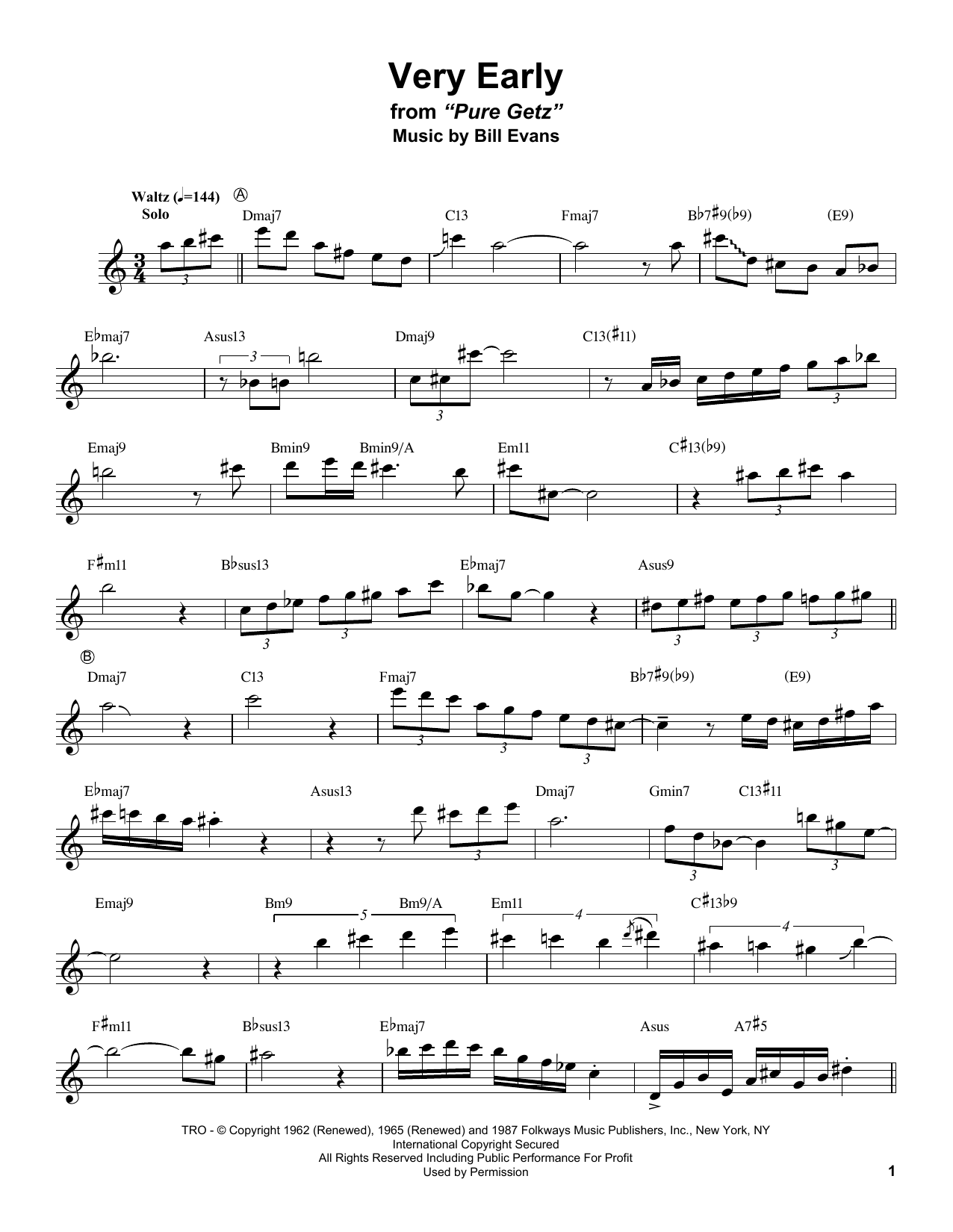 Stan Getz Very Early Sheet Music