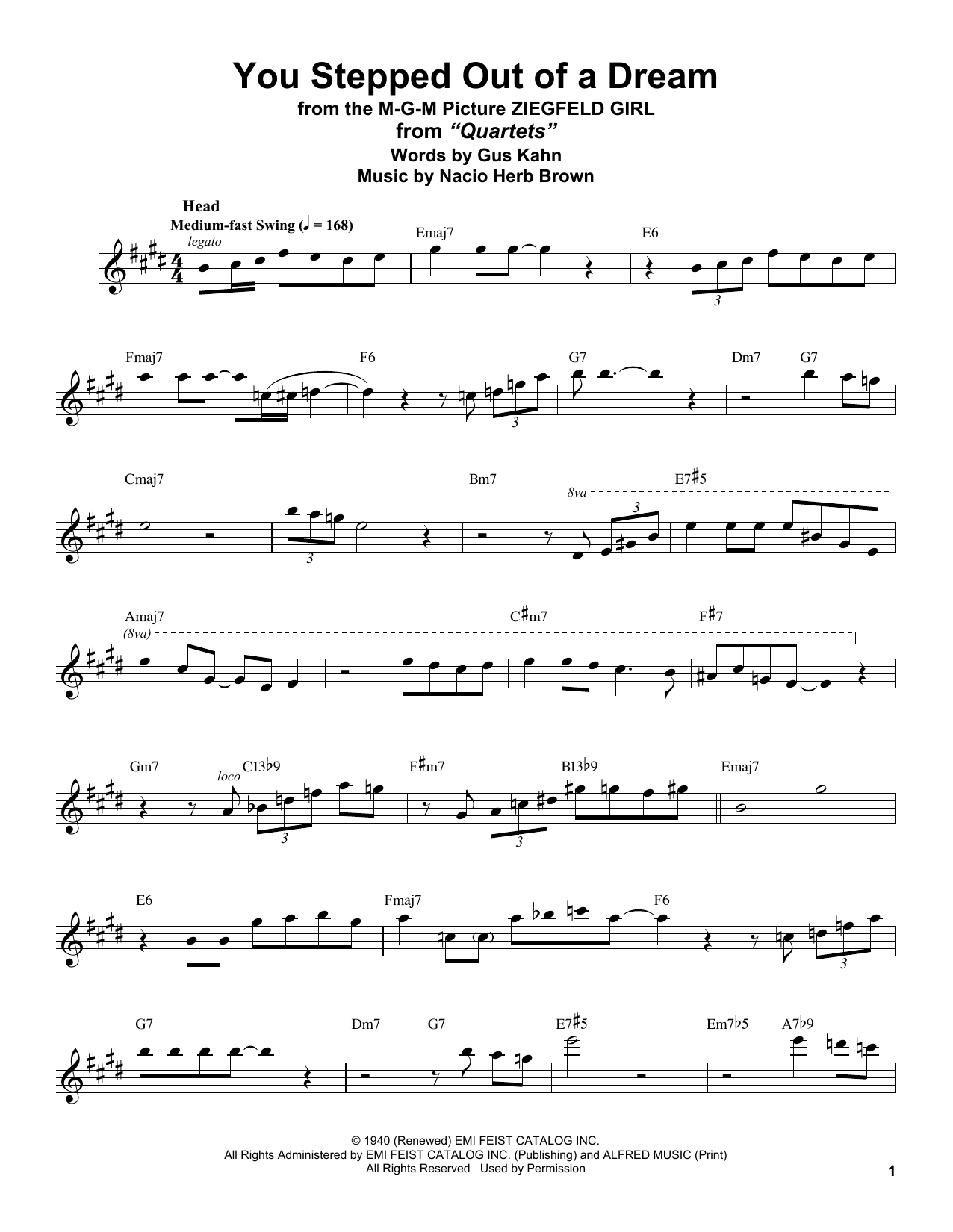 Stan Getz You Stepped Out Of A Dream Sheet Music