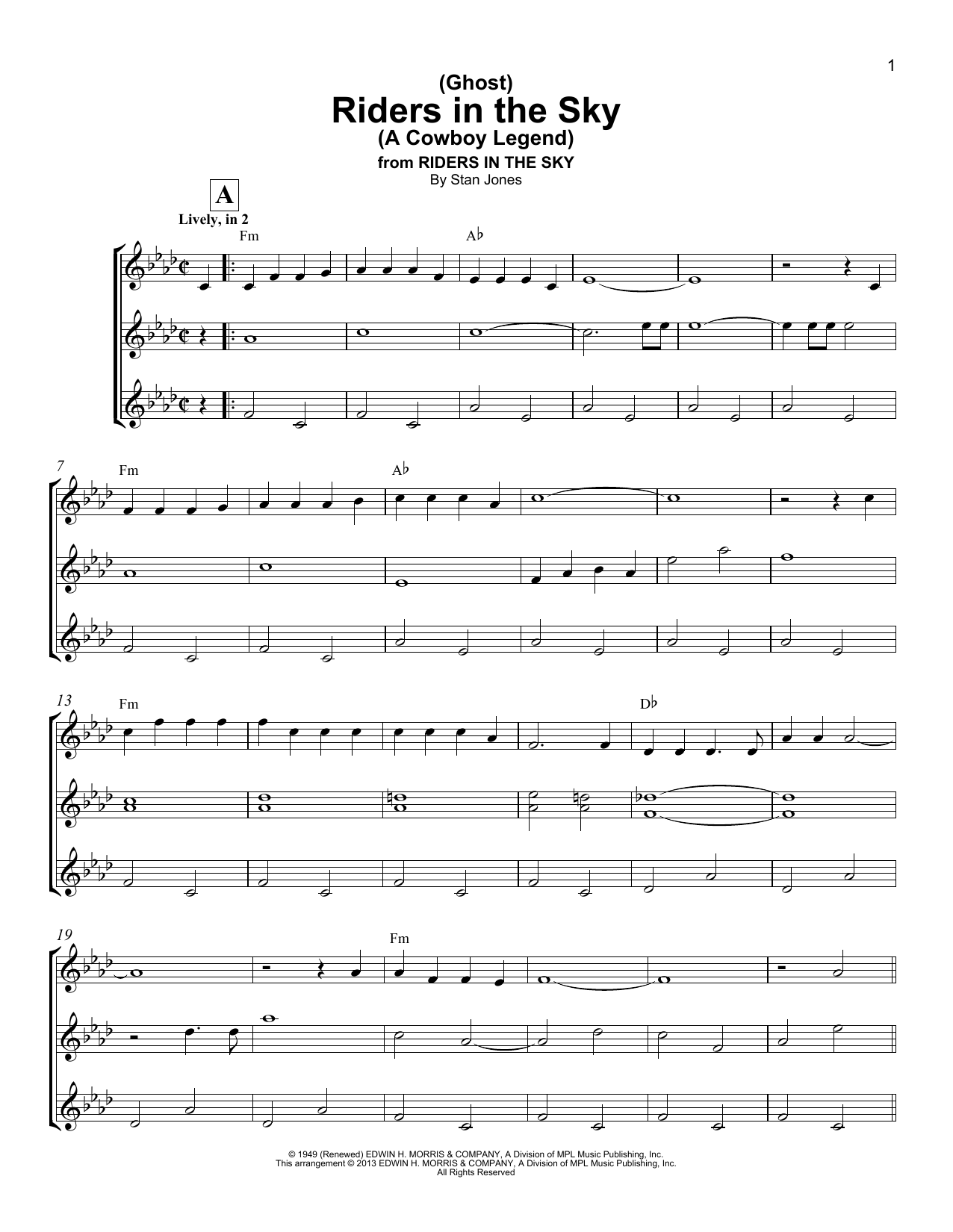 Stan Jones (Ghost) Riders In The Sky (A Cowboy Legend) Sheet Music