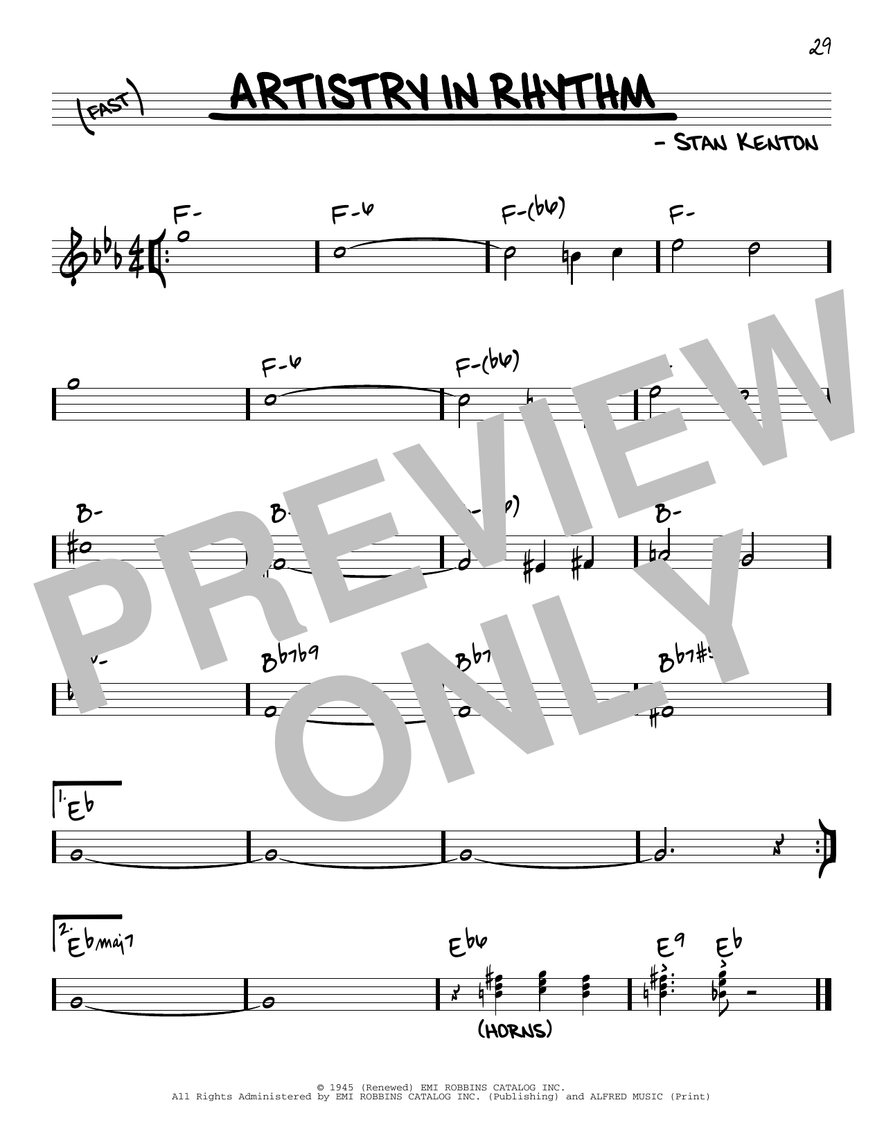 Stan Kenton Artistry In Rhythm Sheet Music