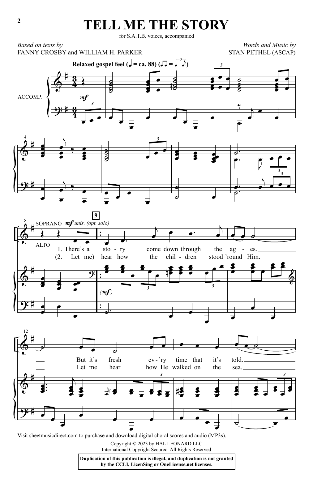 Stan Pethel Tell Me The Story Sheet Music