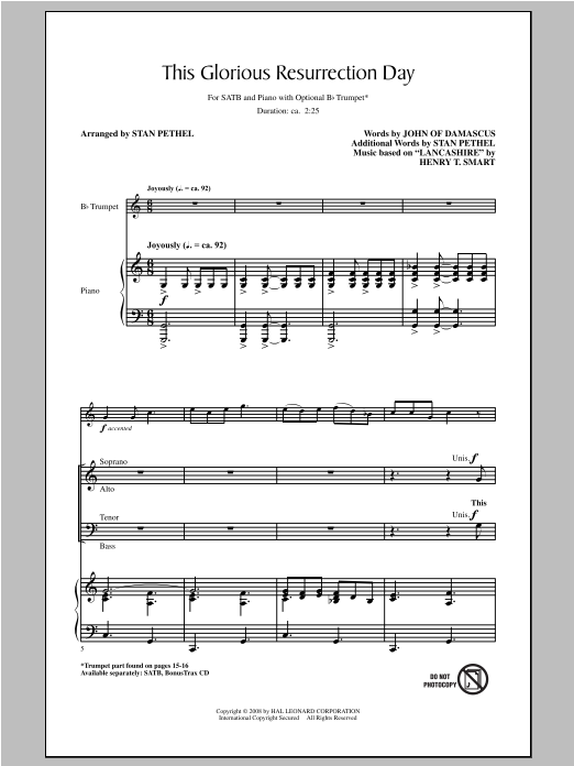 Stan Pethel This Glorious Resurrection Day Sheet Music